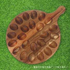 木质分格固定鸡蛋架带把手创意实木多格厨房存放鸡蛋托展示托盘