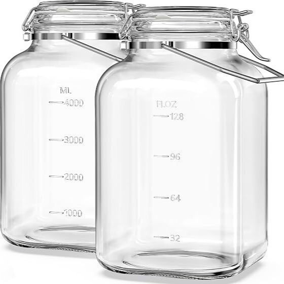 Thickened transparent glass sealed jar with handle and clasp, gallon mason jar for storing tea, coffee, and candy