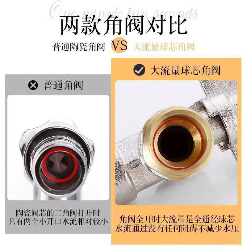 純銅球芯角弁大流量全銅ガス給湯器冷水球四分球弁全開通径|undefined