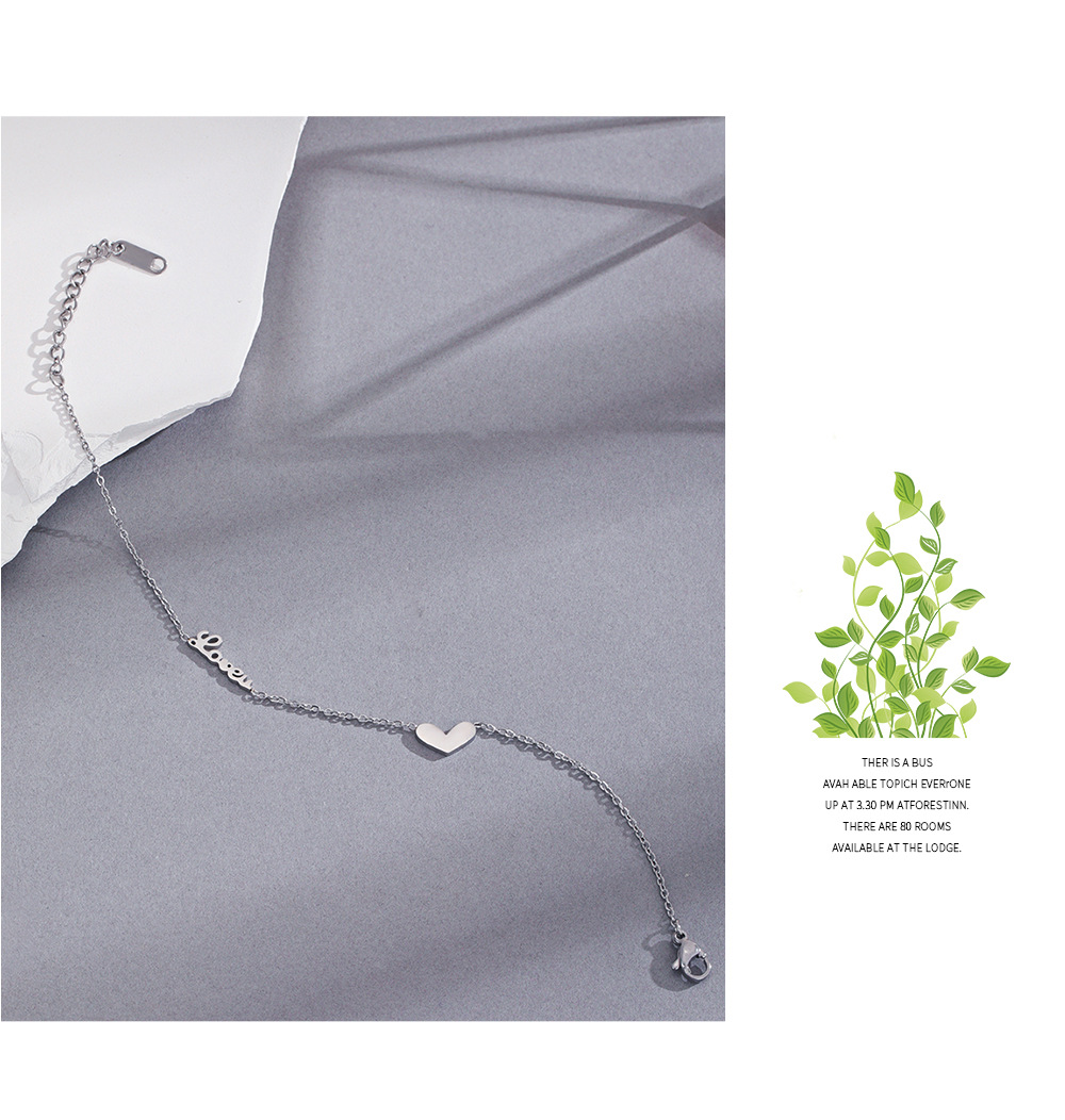 304 Stainless Steel Chain Material 1 Piece Quantity Daily Occasion 304 Stainless Steel Material Simple Style Heart Shape 304 Stainless Steel Stainless Steel Bracelets In Bulk