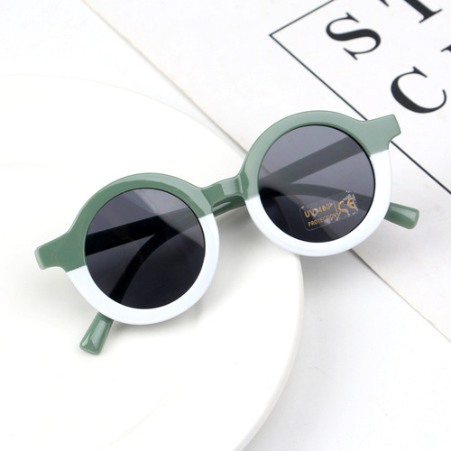 Korean version of small round sunglasses with sexy leopard print, ten white ones, sun glasses for both men and women, babies, UV protection, high-end children's eye wear