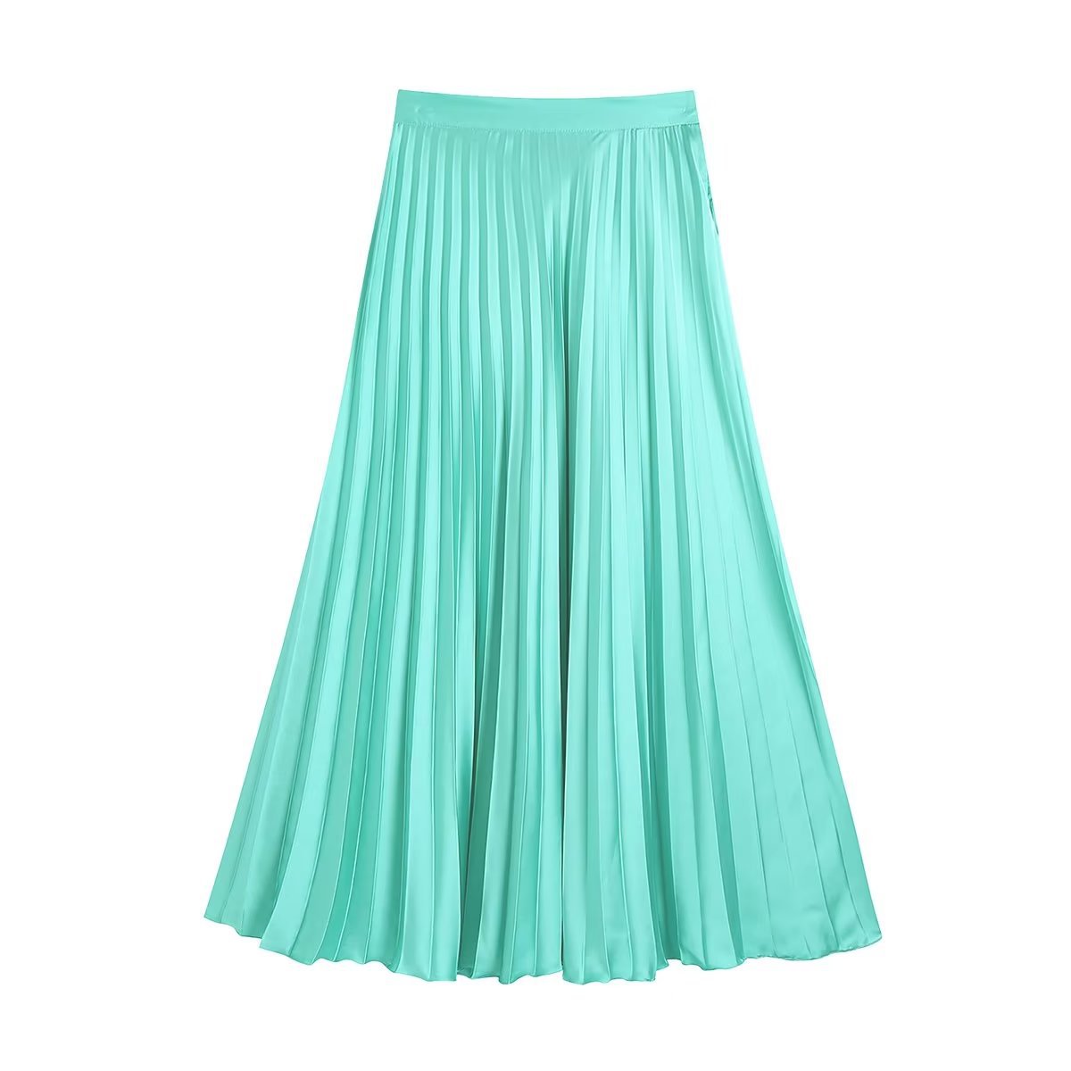 solid color pleated loose midi A-line skirt NSAM136070