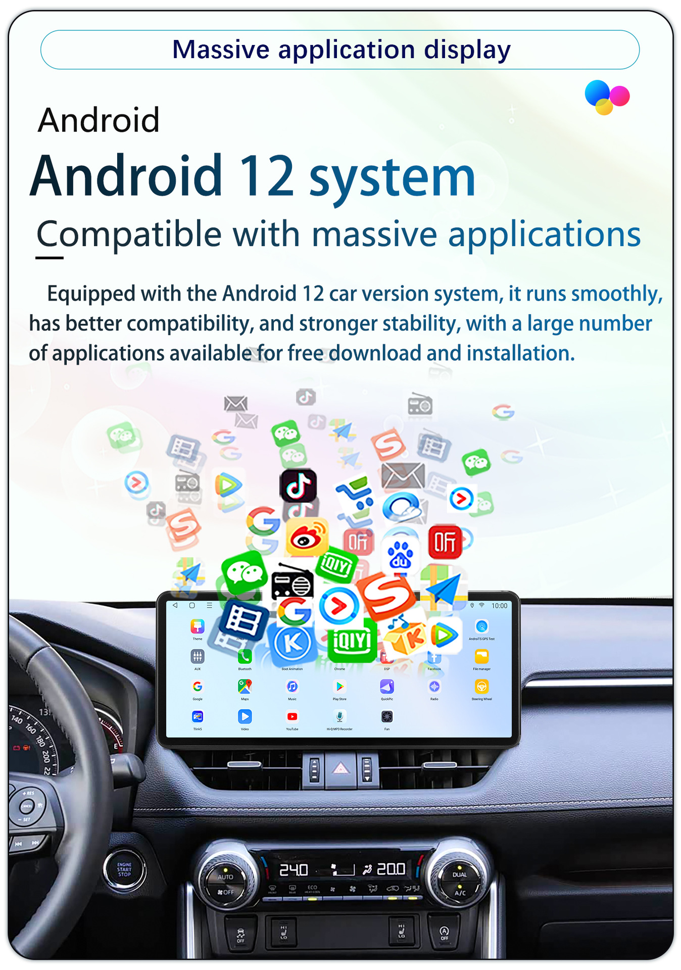 Suitable for 12.3-Inch 20-22 Model Toyota Rav4 Android Large-Screen Carplay Navigation 360 Panoramic All-In-One Machine