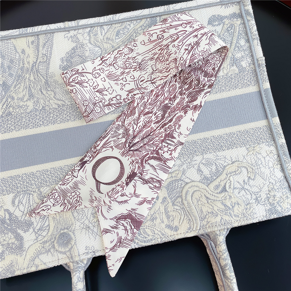 20g Weight Silk Scarf Classification Daily Occasion Silk Material Letter Pattern All Seasons Season Women'S Gender Printing Design Fashion Style Women's Fashion Letter Silk Printing Silk Scarves 47
