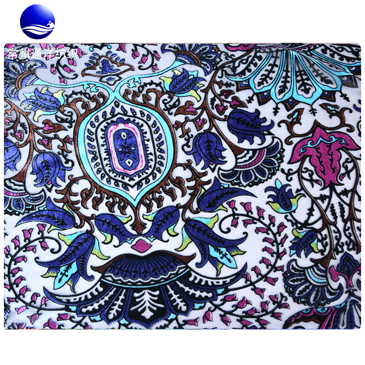 远销海外的梭织女装面料烂花锦粘绒 的丝绒好质量