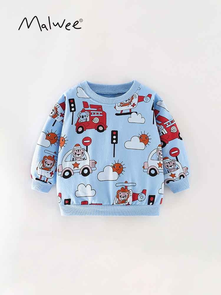 En stock malwee suéter de los muchachos otoño nuevo europeo y americano de los niños casual Camisa de manga larga de fondo cuello redondo top