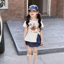 2025夏季新款 韩版童装 女童甜辣酷牛仔背带裙 背心裙字牛仔裙子