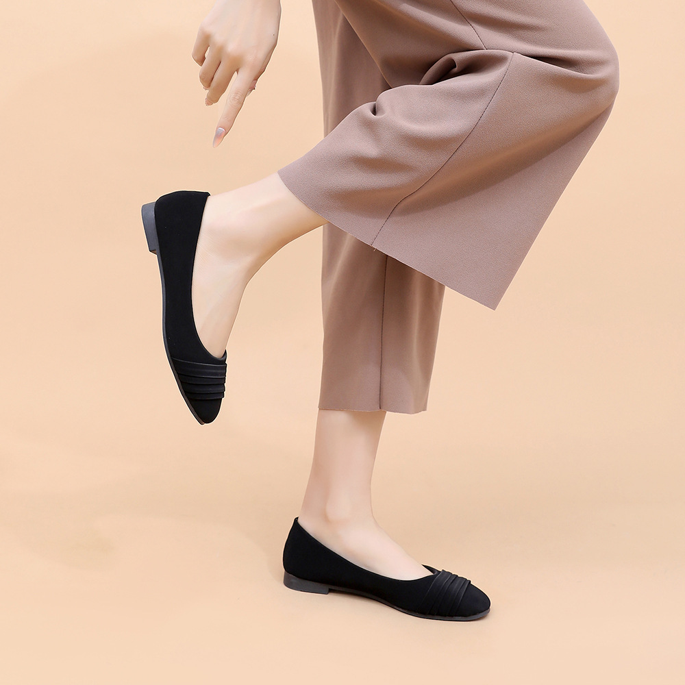2025 New Model Women's Square-Toed Flat For Cross-Border Trade, Black Commuting Loafers, All-Season Casual Large-Size_vogvips.com