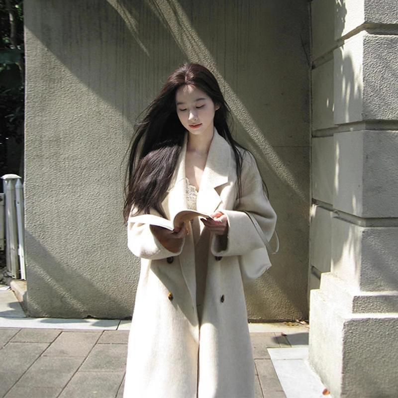 Fashion Double-Sided Wool Coat for Women 2025 Autumn and Winter New Korean Style Elegant Casual Slim Petite Wool Coat