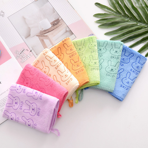 Microfiber absorbent small square towel rag cartoon printed children's small towel kindergarten hand towel handkerchief wholesale