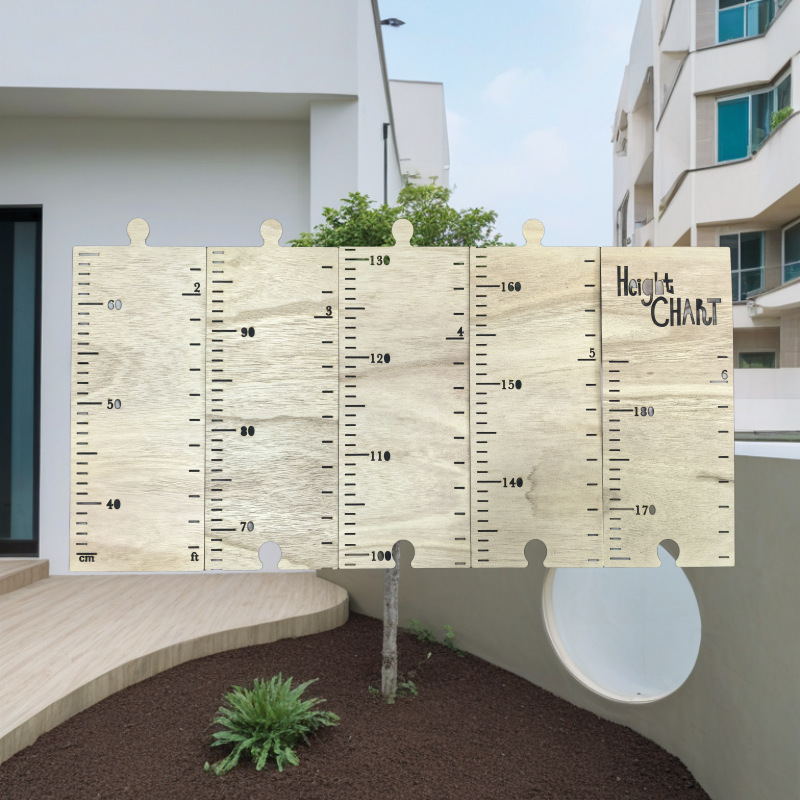 Hogar transfronterizo Regla de altura de madera nórdica decoración de la habitación de los niños Regla de medición de madera Altura DE LOS NIÑOS Medidor de altura interior