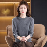 秋冬羊毛衫新款洋气圆领宽松针织衫毛衣中年妈妈装羊毛女士上衣，女装针织衫/毛衣，妃慕昵服饰