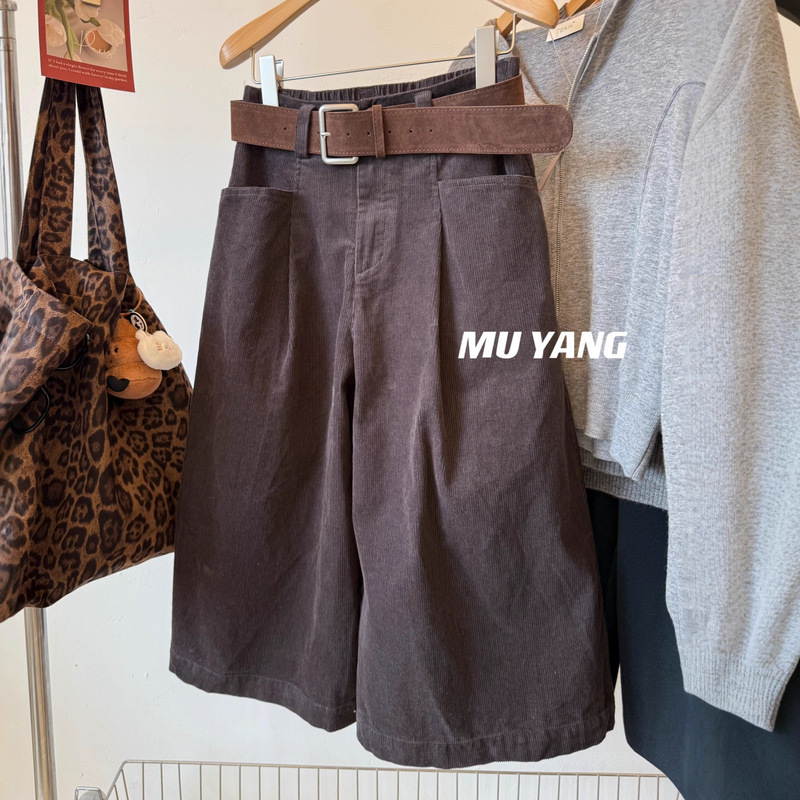 Muyang's Main Recommendation This Issue! Korean Corduroy Cropped Pants, Loose Wide-Leg Straight Pants for Women