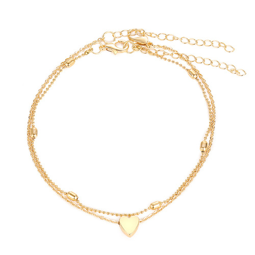 New European and American Cross-border Round Double Heart Bead Ankle Chain Creative Retro Simple Multi-layer Alloy Ankle Chain Wholesale