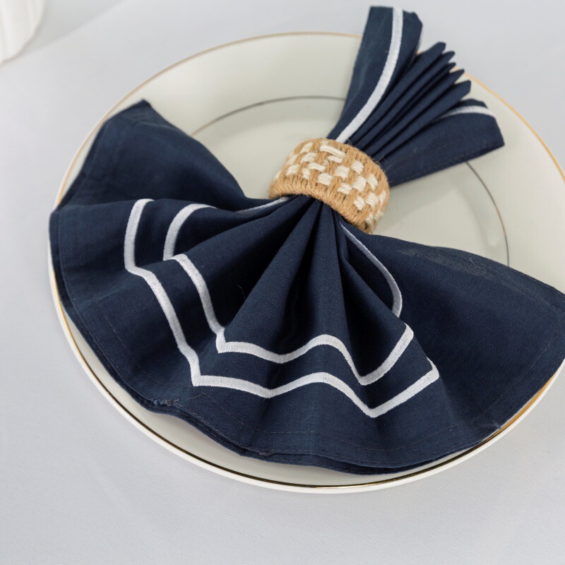 亚麻刺绣餐巾餐垫外贸隔热垫氛围感桌面布艺婚礼餐巾垫Napkins|undefined