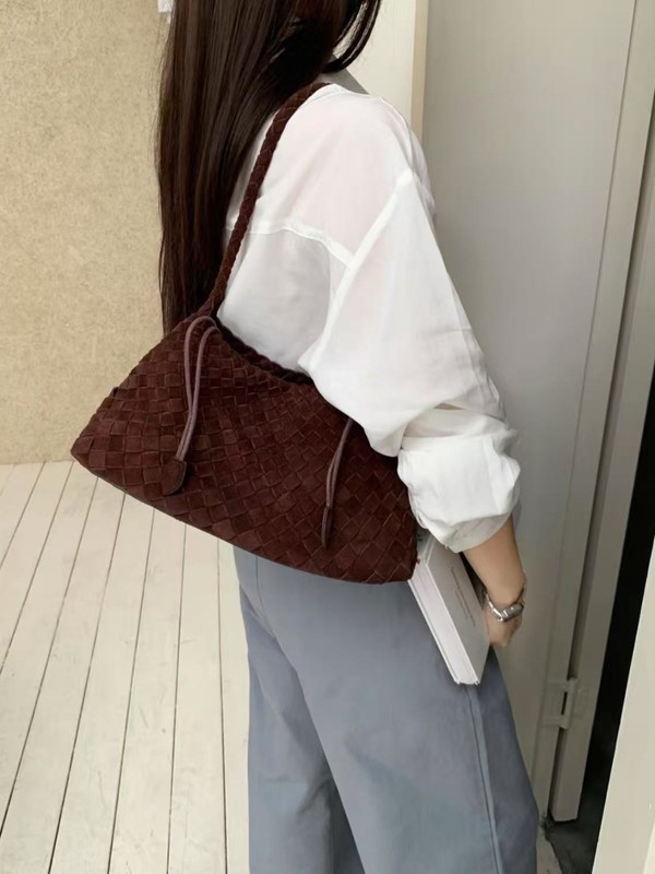 复古磨砂麂皮编织包法棍腋下包时尚通勤子母包高级感单肩手提包|undefined