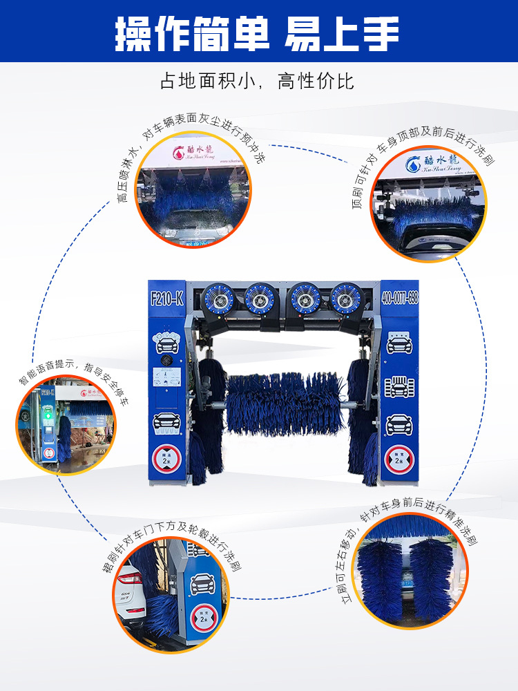 Commercial Brush-Type Car Wash Machine, High-Pressure Spray for Quick Cleaning, Fully Automatic Car Wash Equipment for Gas Stations