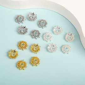 18K保金花托雪花锆石配件diy半成品散珠隔珠镂空大花托批发饰品