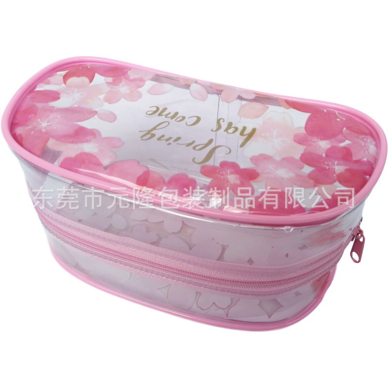 透明PVC彩色印花化妆包 柯式印刷电压胶骨包边袋旅行拉链袋洗漱包