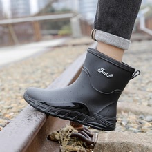 雨鞋男中筒钓鱼防滑防水鞋成人厨房工作耐磨胶鞋骑手外卖雨靴男士