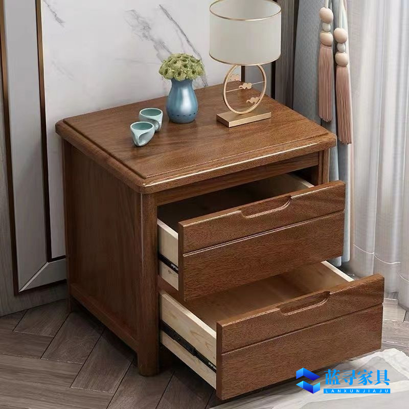 Walnut Solid Wood Bedside Table Mini 40 Simple Modern New Chinese Style Storage Cabinet Bedroom Bedside Storage Cabinet Fully Equipped