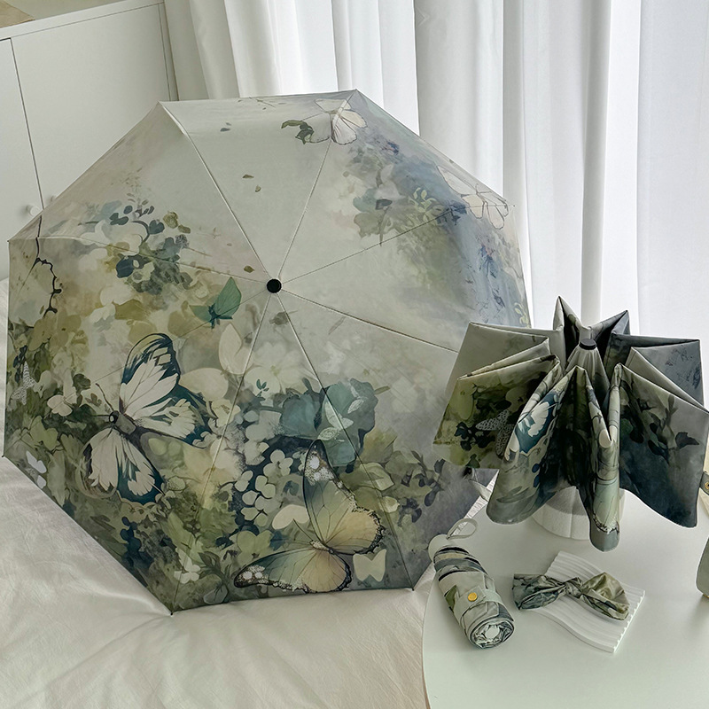 Oil Painting Style Van Gogh Fully Automatic Foldableing 50% Dual-Purpose Sunny Umbrella Women's Sun Protection Parasol Sun Umbrella Can Be Printed with Logo
