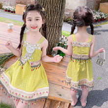 女童夏季吊带裙度假风连衣裙儿童民族风演出表演服夏装宝宝公主裙