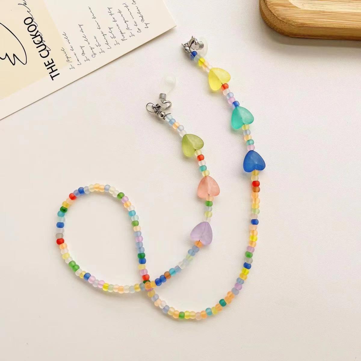 Cross border Korean small fresh candy frosted love mask chain glasses chain hat anti loss chain