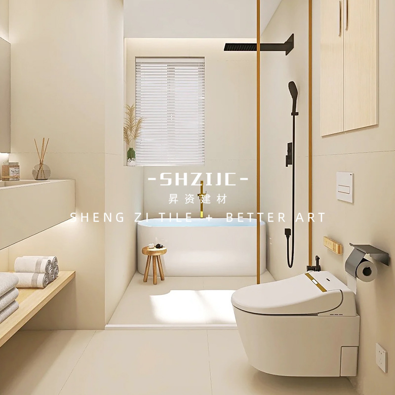 Cream-Colored Tiles for Balcony, Bathroom Wall Tiles, Floor Tiles, Guesthouse, Milk Tea Shop, Micro-Cement Floor Tiles, Antique Tiles