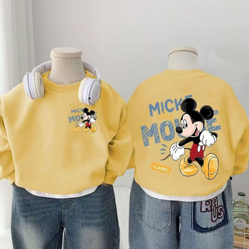 Children's Hooded Sweatshirt Round Neck Winter New Cartoon Thick Korean Style Baby Top Fleece Men's Hooded Sweatshirt Winter