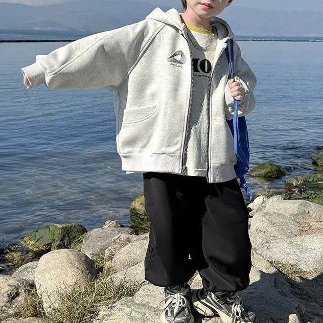 春秋款男童连帽拉链卫衣韩范休闲运动春秋季中大儿童宝宝帅气外套|undefined