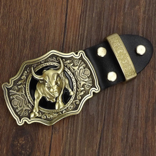 Pure copper belt buckle men's high-end all copper personality bull arrogant belt head smooth buckle clip clip