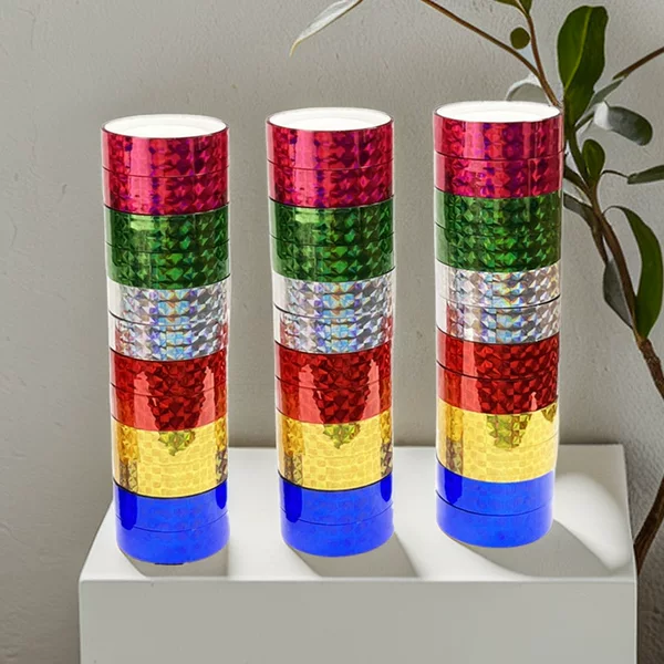 Flash laser tape color diy handmade gold and silver decorative student stationery small tape gift packaging tape