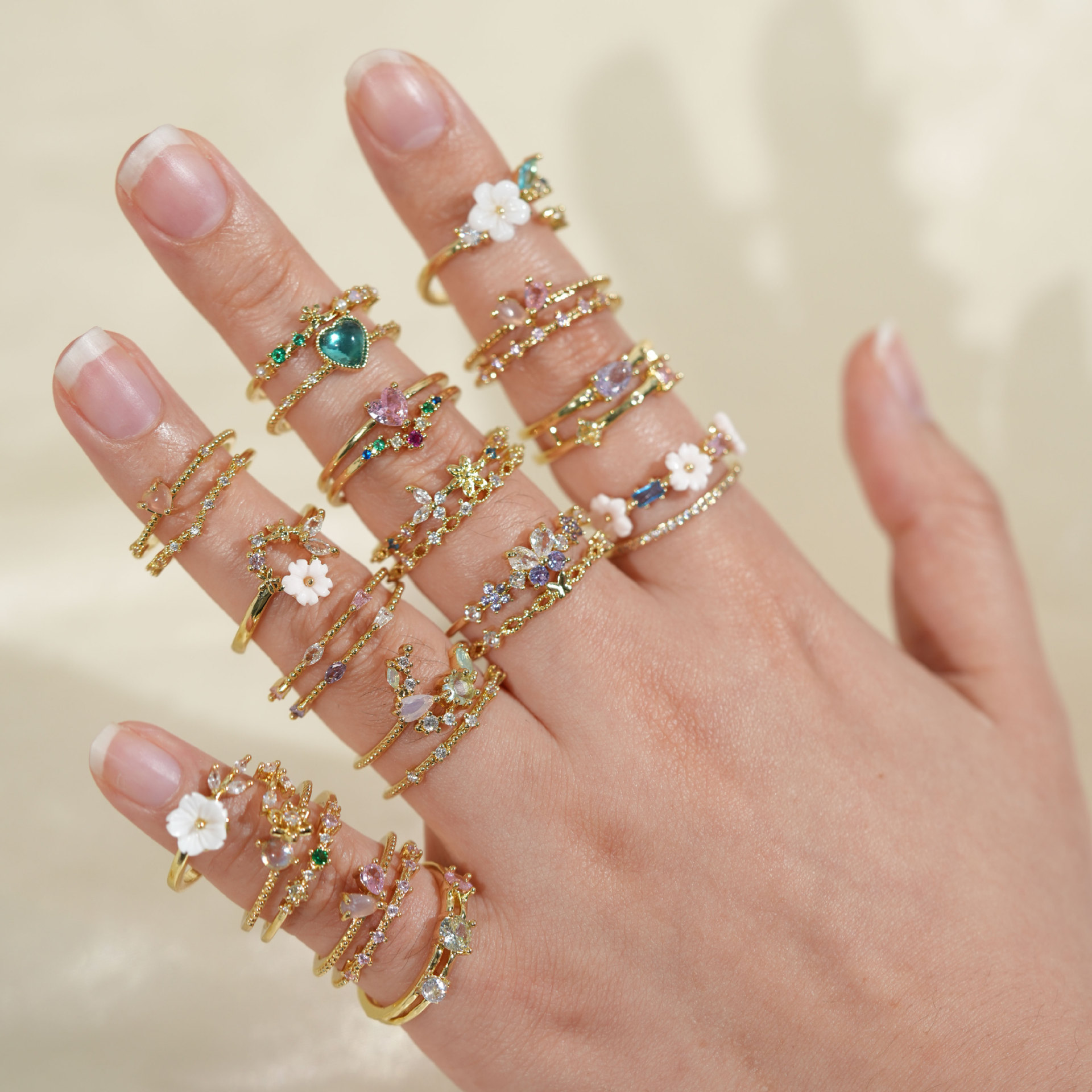 Kashi Jewelry Cross-Border New Colorful Zircon Fashion Versatile Adjustable Rings for Men and Women, Personalized Creative Accessories