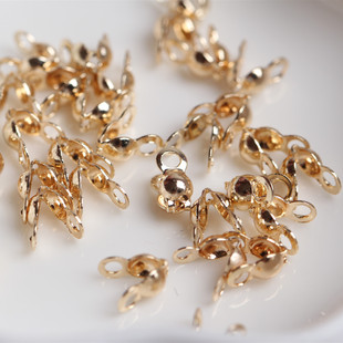 14K Gold-Filled Color-Preserving Bean Buckle Bracelet Necklace Ending Buckle Bean Chain Side Bag Double Hole Buckle Accessories Material