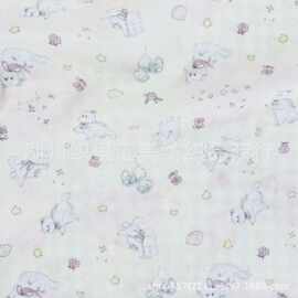 全棉双层纱布婴童数码印花爱心猫双层平布水洗女装宝宝家居服布料