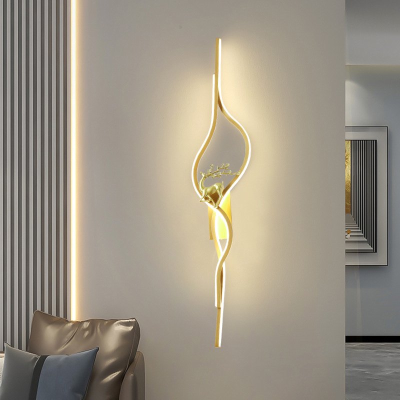 Minimalist Modern Nordic Strip Wall Lamp Bedroom Living Room Grid Sofa Background Lamp Light Luxury Background Wall Art