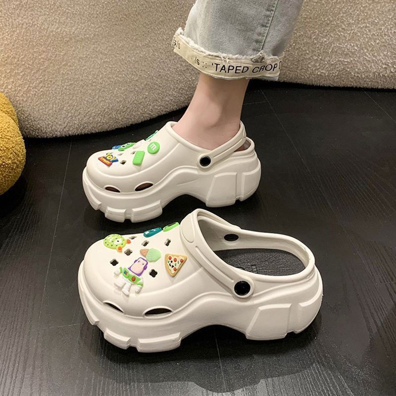 Cartoon Thick-soled Hole Shoes Women's Summer Outfit New Style Indoor Summer Women's Shoe-stepping Anti-slip Anti-odour Sandals for Women