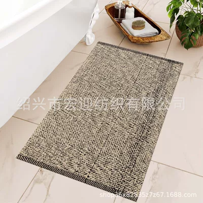 entrance and living room rug | Avtomobil döşəmə paspasları - twill-black-linen-with-frayed-edges-60x90cm