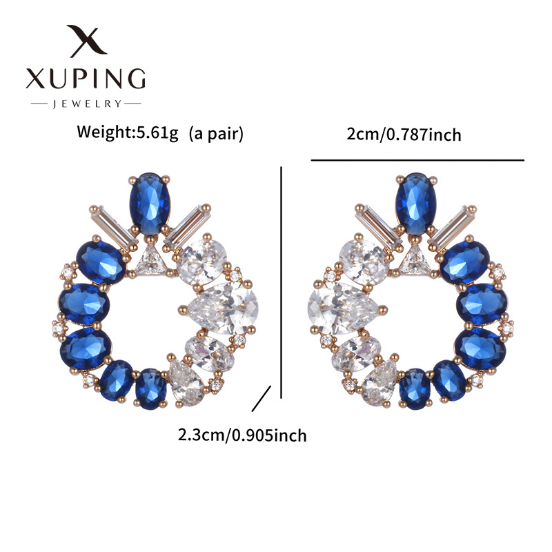 Pendientes de circonio cúbico sintético con incrustaciones de lujo ligero de temperamento de moda Xuping Pendientes de estilo de diosa de alta calidad