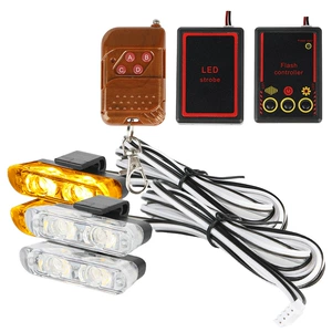 Avtomobil modifikasiyası simsiz pultlu 12V dördü birində qırmızı-mavi xəbərdarlıq işığı 2LED*4
