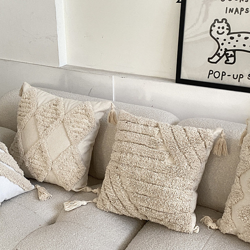 Tufted pillowcase Moroccan cushion ins ethnic retro style tassel sofa bedside pillow office waist pillow