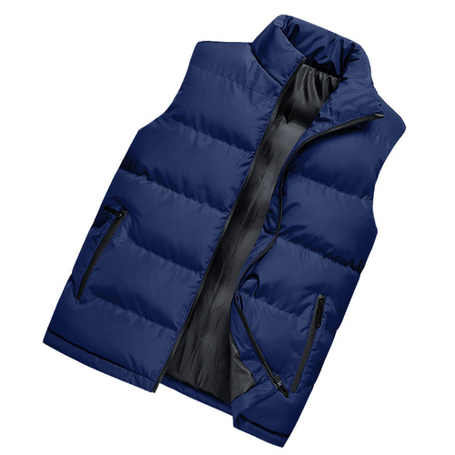 Men's new cotton vest for autumn and winter, sporty and casual, sleeveless puffer vest, fashionable cotton backer jacket.