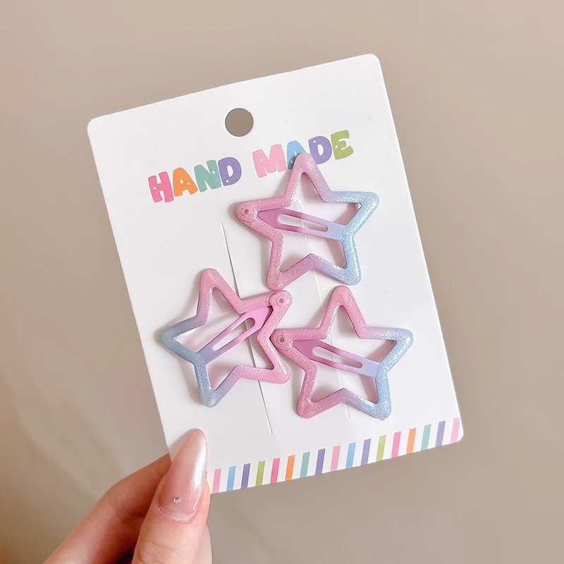 Horquilla de estrella de color dopamina 2025 nueva horquilla de gota de agua de nube para niños flequillo lateral bb clip tocado