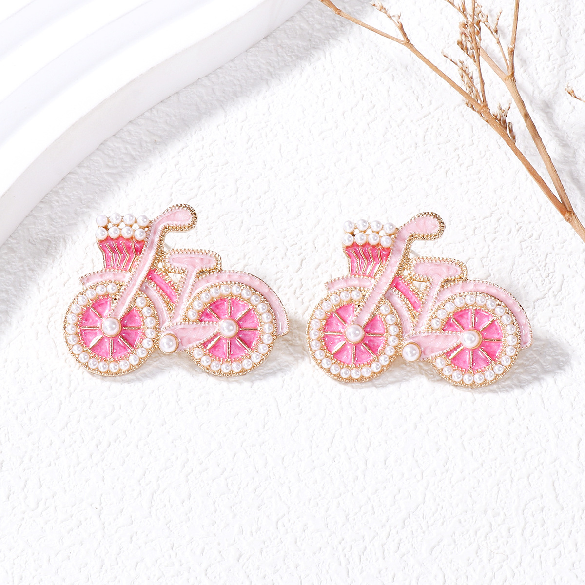 Cute Sweet Bicycle Alloy Artificial Pearls Women's Ear Studs 1 Pair display picture 20