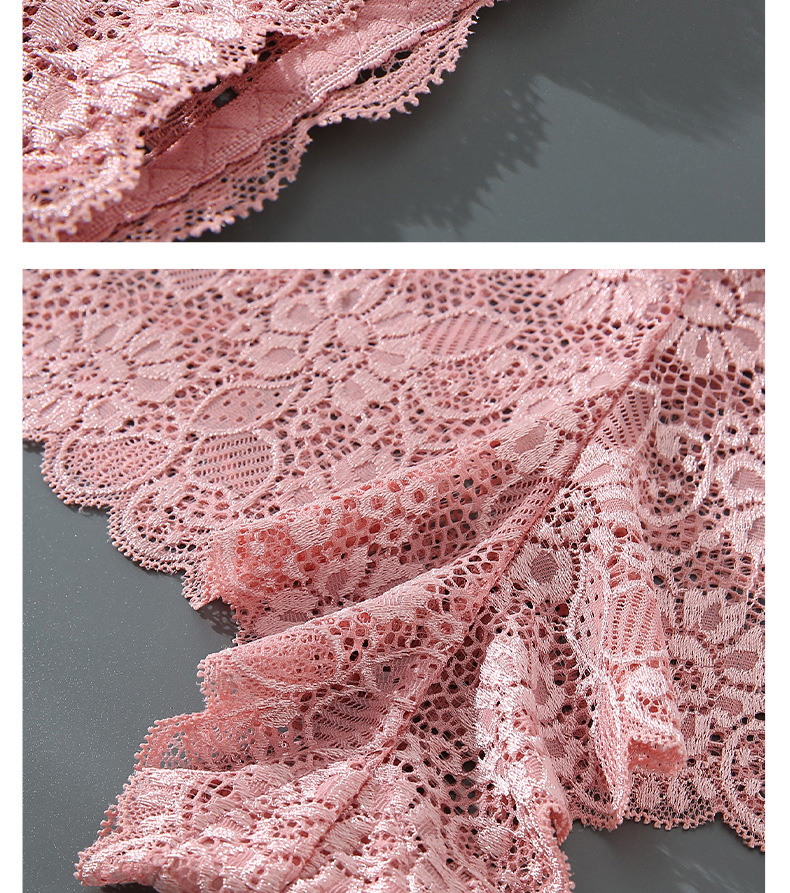 Solid Color Seamless Quick Dry Lace Mid Waist Briefs Panties display picture 9