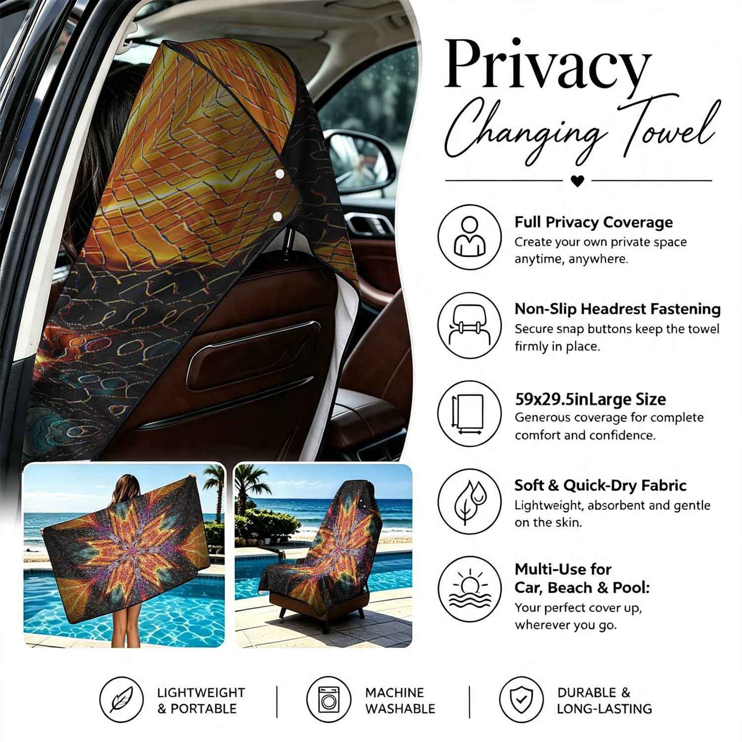 Geometric Bath Towel Car Seat Cover 2-in-1 Microfiber Outdoor Beach Car Dual-Use Universal Seat Cushion
