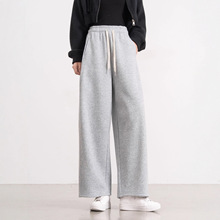 冬季加绒裤子女小个子宽松保暖裤时尚九分棉奶奶裤休闲运动裤子