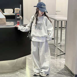 2026春季新款儿童休闲运动两件套女童套装女大童假两件卫衣潮流款
