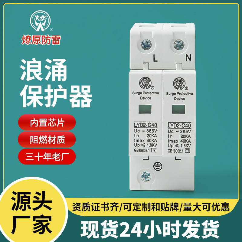 家用电源防雷器 2P电源保护器 LYD2-C40避雷器 浪涌保护器批发